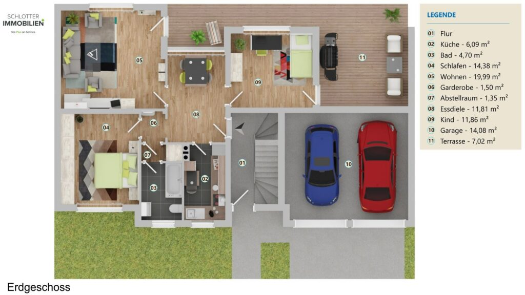 Grundriss Erdgeschoss - Mehrfamilienhaus Wirges - Schlotter Immobilienplus