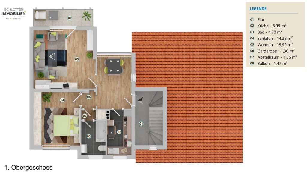 Grundriss 1. Obergeschoss - Mehrfamilienhaus Wirges - Schlotter Immobilienplus